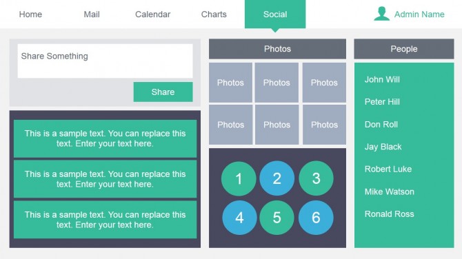 Share in Social Networks Metro UI Mockup for PowerPoint